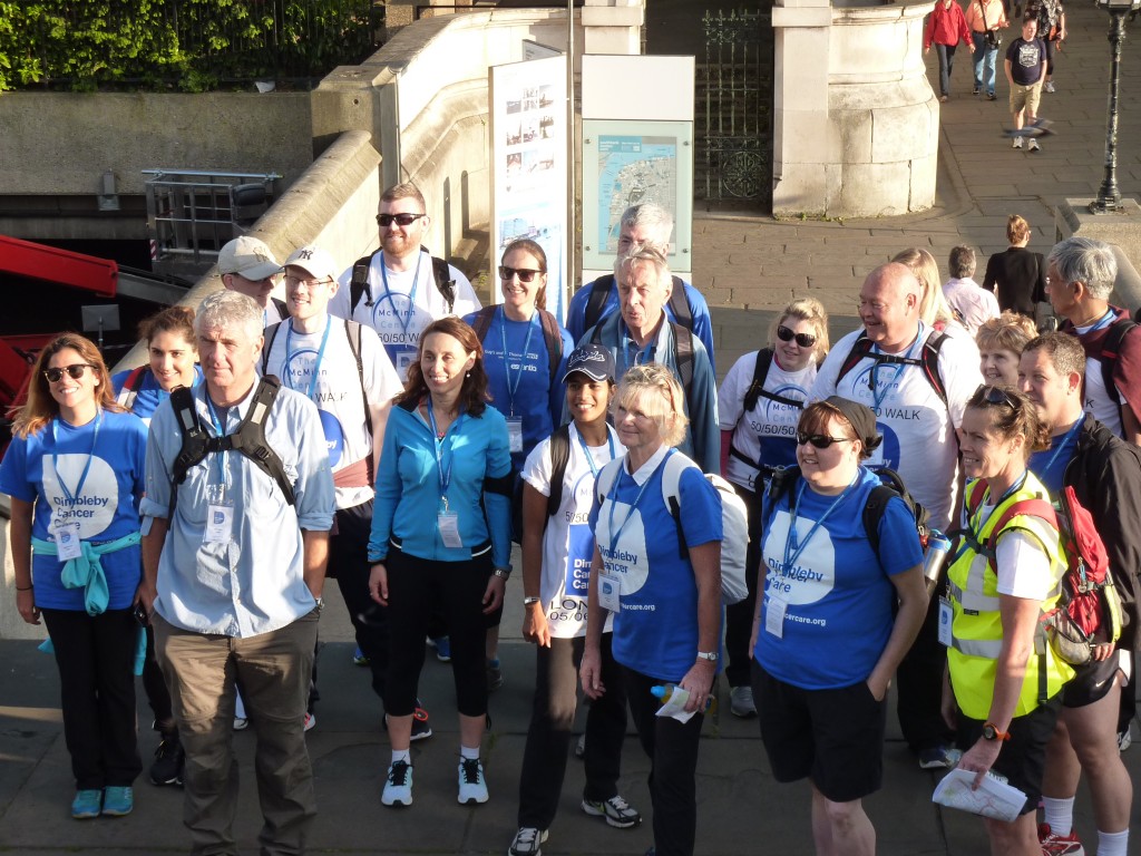 Team photo on the steps up to Westminster Bridge