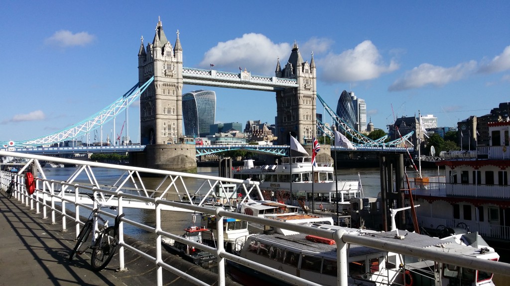 Waiting to reconvene at Tower Bridge