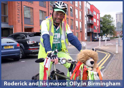 Roderick and his mascot Olly in Birmingham